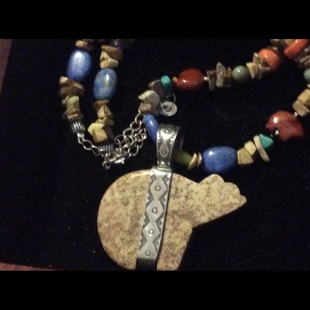 Carolyn Pollack adjustable Bear necklace sterling